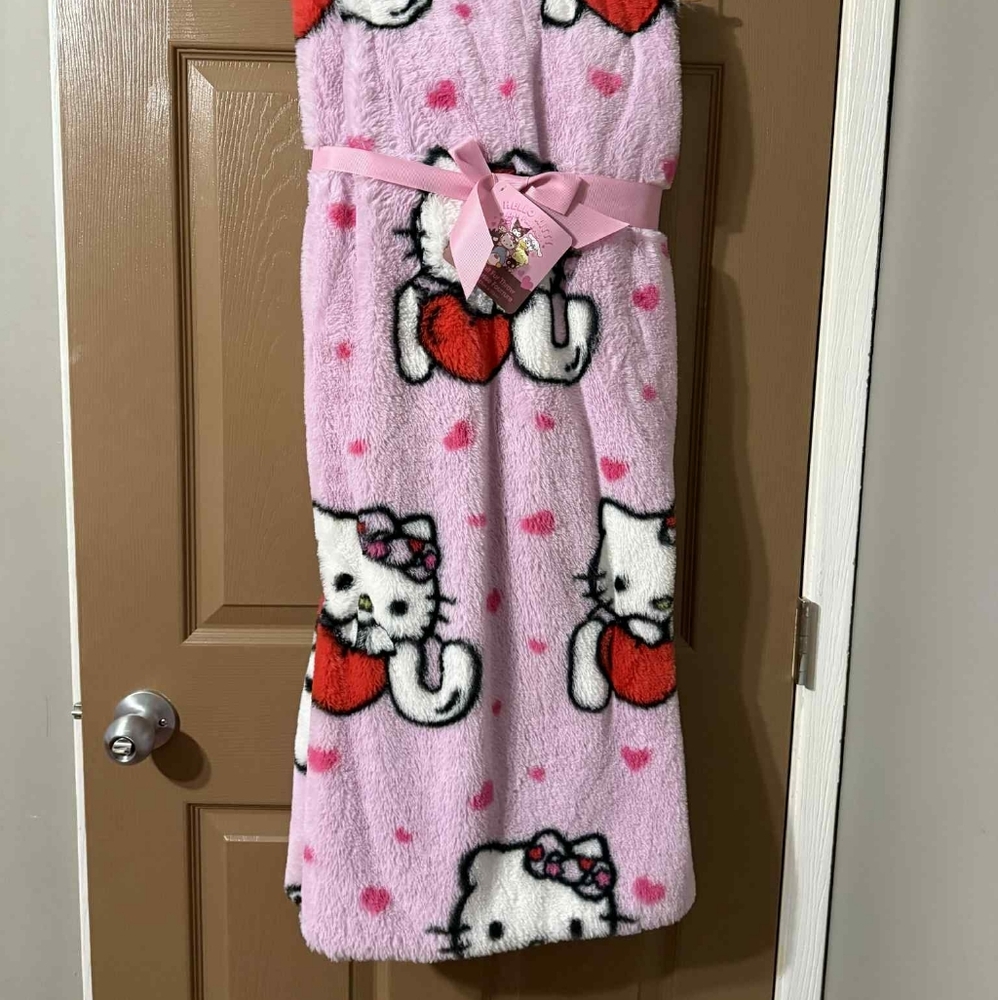 Hello Kitty Valentines Faux Rabbit Fur  Throw Blanket